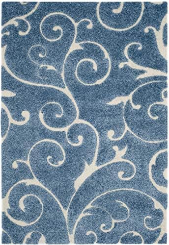 SAFAVIEH Florida Shag Rug 5'3"x7'6", Soft Light Blue & Cream SG455-6011 - Image 3