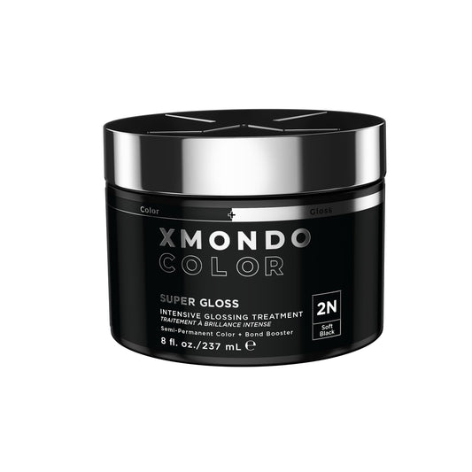 XMONDO Color Soft Black Color Depositing Mask & Semi-Permanent Hair Dye Super Gloss Infused with Bond Boosters for Nourishment, Revitalize & Repair, Vegan Formula, 8 Fl Oz