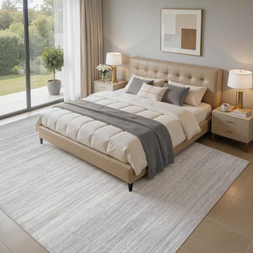 8x10 Area Rugs Living Room Washable Rug, Abstract Grey - Image 2