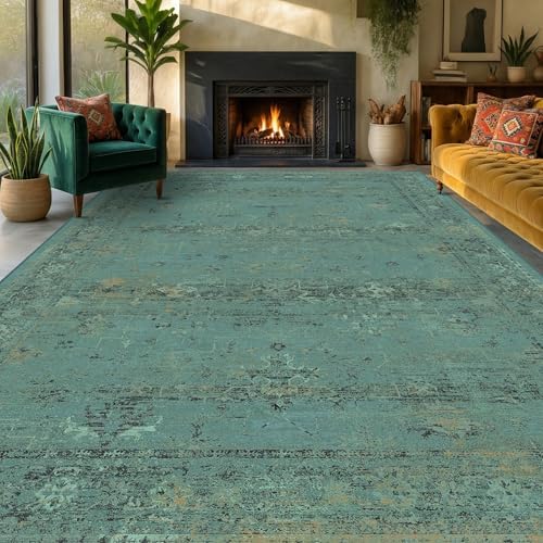 Turquoise 9x12 Washable Large Area Rugs - Image 3