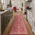 PureCozy Red Runner Rug 2x8 Vintage Floral Farmhouse by PureCozy