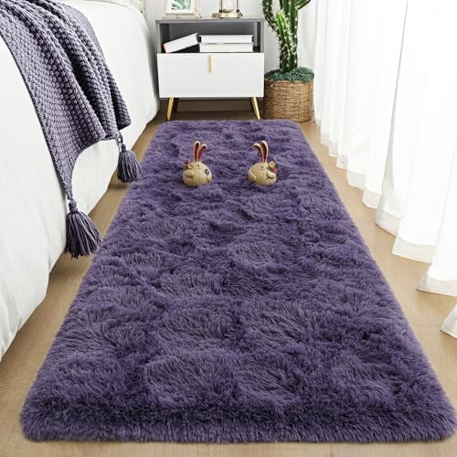 Tepook Purple Soft Runner Rugs for Bedroom 2x6 ft by Tepook