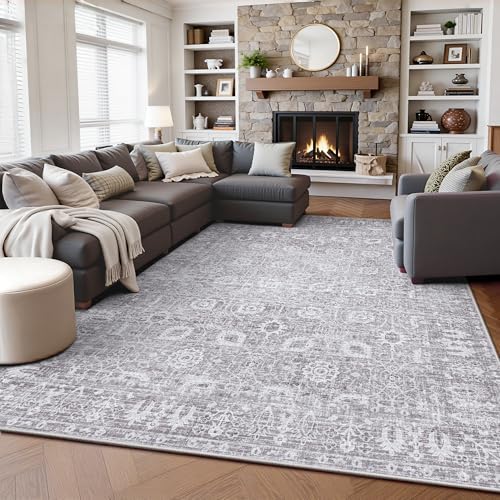 5x7 Area Rugs, Washable Vintage Retro Floral Rug by Yarooge