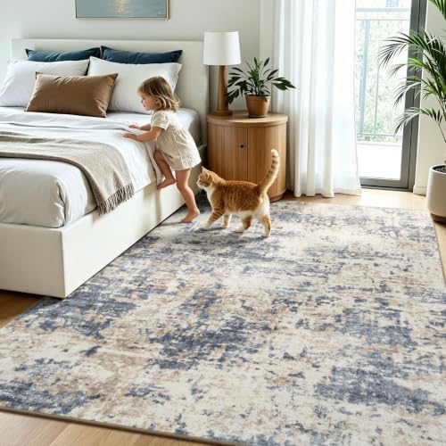 Lessymo Bedroom Rugs 6x9, Washable Carpet Living Room, Abstract Brown - Image 5