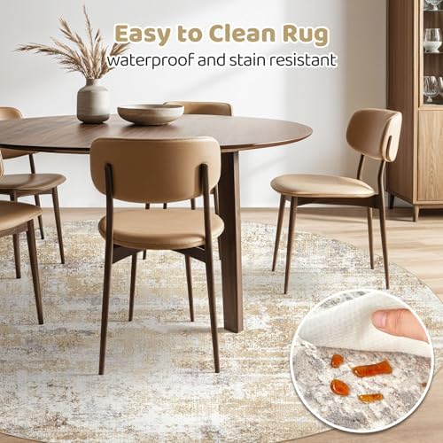 LOONGRUG Round Rug 5x5 Washable Neutral Modern Abstract Circle Area Rugs - Image 4