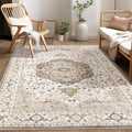Vintage 5x7 Rugs for Living Room Washable Area Rug Camel/Beige by homewill
