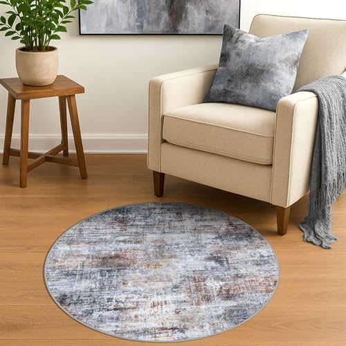 IOHOUZE Round Area Rug 3 Ft Circle Entryway Rugs Round Washable Door Mat Indoor - Image 2
