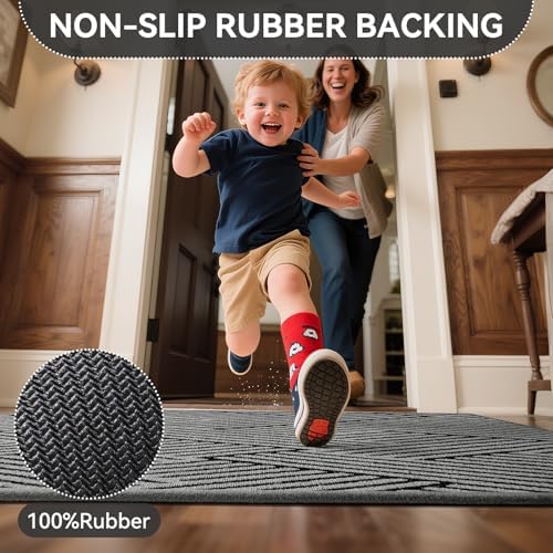 Door Mat Outside Entrance Non-Slip Dirt Resistant Grey 36"x59" - Image 4