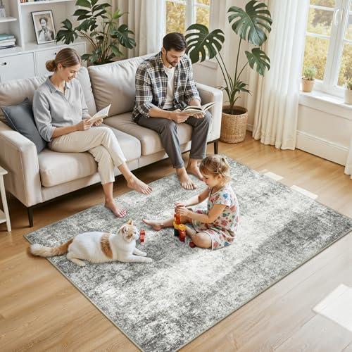 RELEANY Washable 4'x6' Abstract Area Rug - Image 3