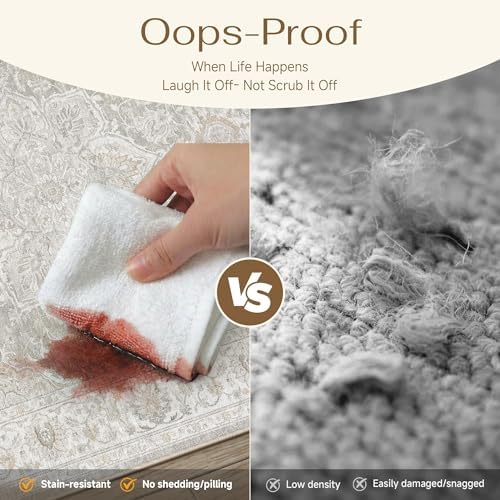 HUGEAR Grey Beige 5x7 Washable Area Rugs Vintage Indoor Carpet - Image 6