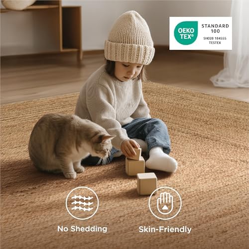 Bedsure 5x7 Printed Jute-Look Washable Area Rug, Soft Polyester Fleece - Image 5