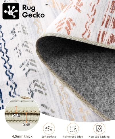 Miukiki 3x5 Washable Area Rug Moroccan Soft Non Slip Entryway Rug Multi - Image 3