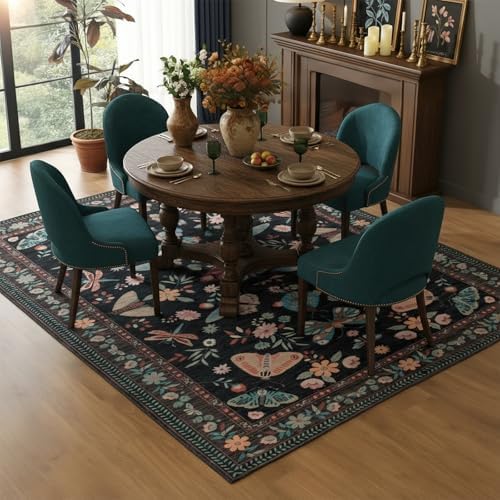 5x7 Floral Washable Rug for Living Room, Boho Area Rug - Image 3