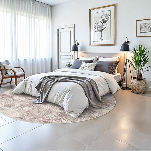 Washable Abstract 6ft Round Rugs: Non Slip Rug - Image 2