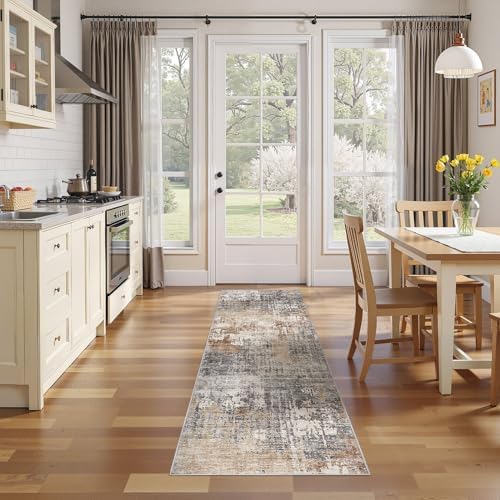 DMOYEST Washable Runner Rug for Hallway: 2.6x8 Neutral Modern Abstract Low Pile - Image 6
