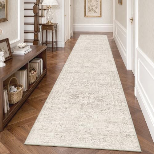 FMFUNCTEX 2x10 Hallway Runner Rug Washable Beige Neutral Oriental Vintage by Fmfunctex