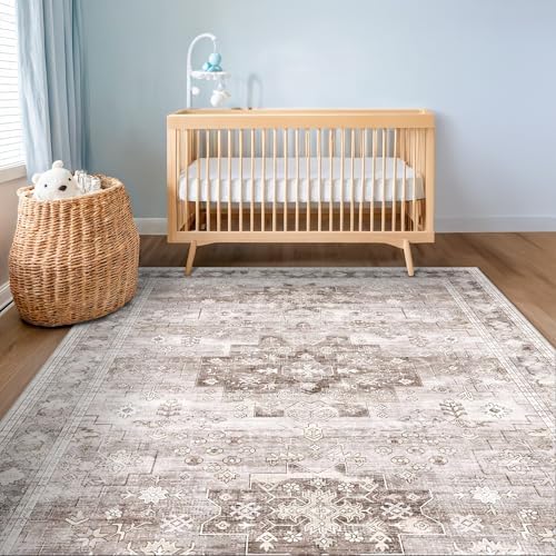Washable Neutral Farmhouse Large Entryway Rug, 3x5 Area Rugs - Image 6