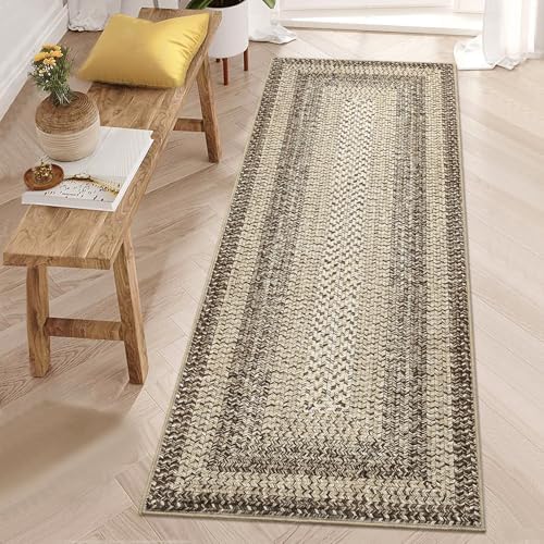 RUGSREAL 2x6 Runner Rug Braided Print Hallway Area Rugs Machine Washable - Image 2