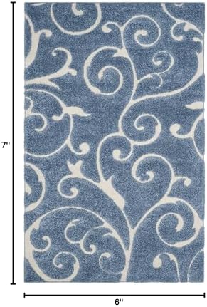 SAFAVIEH Florida Shag Rug 5'3"x7'6", Soft Light Blue & Cream SG455-6011 - Image 2