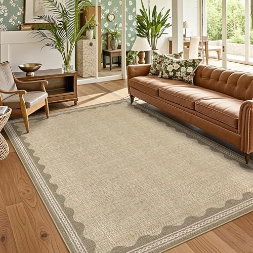 Garvee Modern Bordered Rugs for Living Room 8x10 Large Washable Rug Jute - Image 2