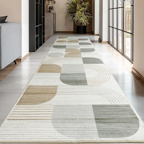 Soft Modern Geometric Abstract Machine Washable 2.7x10 Runner Rug - Image 7