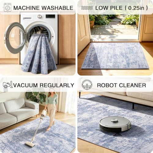 6x9 Area Rugs Living Room Rug Abstract Washable Rug Non-Slip Soft Low Pile - Image 5