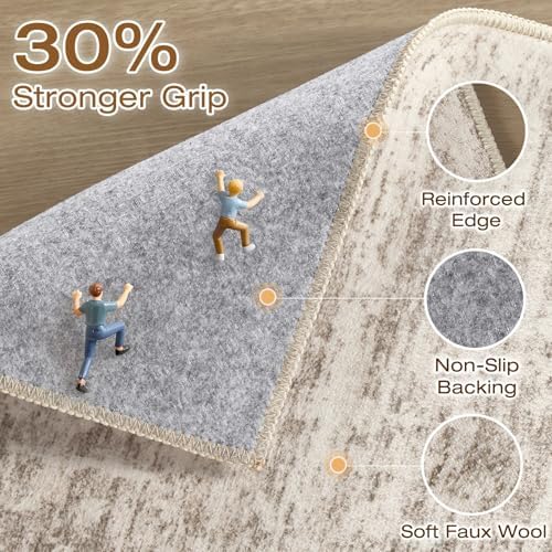 LOONGRUG Runner Rug 3x10 Machine Washable Non-Slip Neutral Modern Rug Beige - Image 3