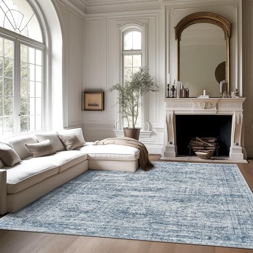 Soalmost Washable Area Rug 8x10 Large Soft Blue Rugs - Image 2