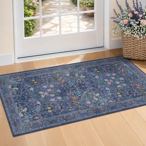 Dark Blue Washable 2x4 Runner Rug - Image 3