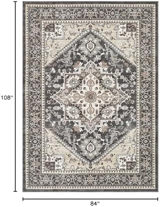 Washable Area Rug-7X9 Vintage Neutral Soft Black - Image 2