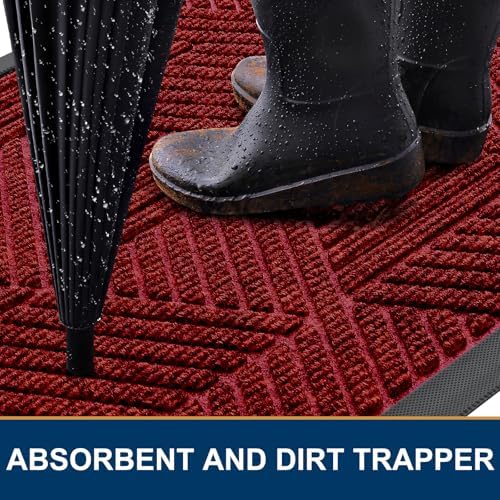 Smiry Front Door Mat Outside Entrance, Low Profile Rubber Doormat - Image 3