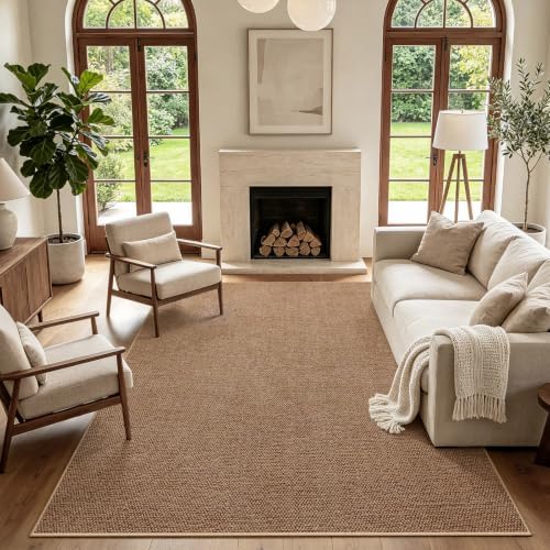 Faux Jute Area Rug 6'x9', Washable & Non-Slip, Warm Taupe - Image 7