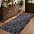 Washable Hallway Runner Rug 2'x5', Vintage Old Money, Dark Blue by Jainmy