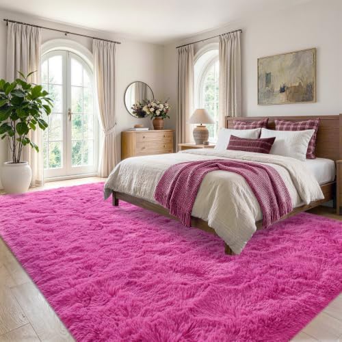 6x9 Large Hot Pink Fluffy Soft Area Rug Non-Slip - Image 3