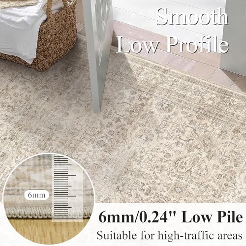 Schweek 2x8 Hallway Runner Rugs Washable Vintage Non Slip Kitchen Rugs Beige - Image 4