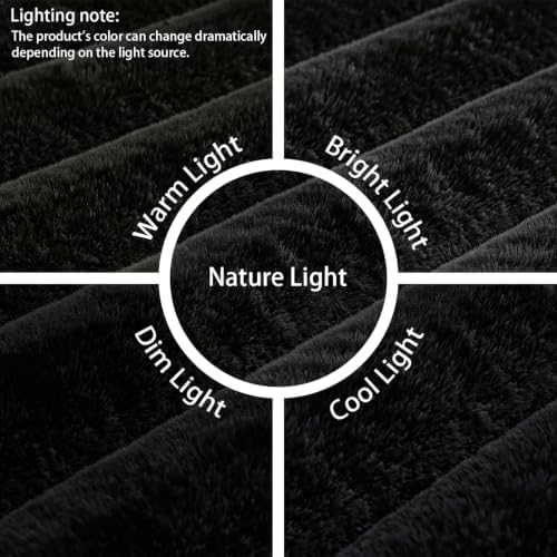 Black Rabbit Striped Plush Rug 6'x9', Fluffy Shaggy Area Rug - Image 2