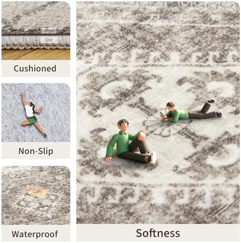 2x8 Runner Rug Vintage Hallway Runner Rug Non Slip Machine Washable Stain - Image 5