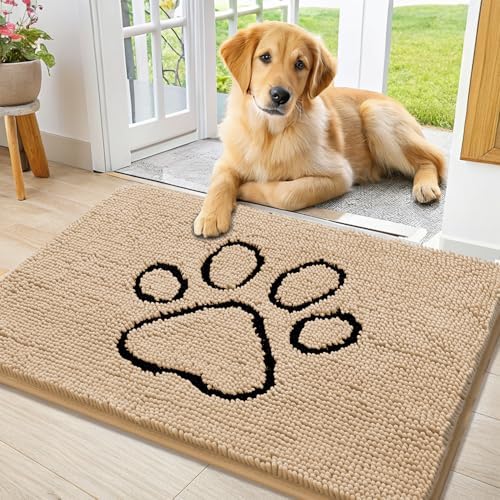 Smiry Dog Door Mat for Muddy Paws, Absorbent Dirt Trapper Non Slip Quick Dry by Smiry