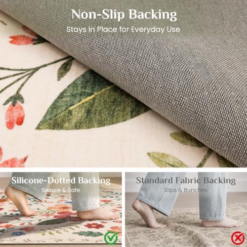 JOLLYVOGUE Floral Area Rug 3x5, Washable Rug - Image 4