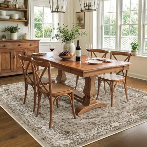 SameBed 5x7 Area Rug Living Room, Vintage Washable Carpet Brown - Image 3