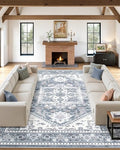 Washable Area Rug-10X14 Vintage Neutral Soft Blue by MICGEEK