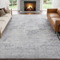 Washable Area Rug 8x10 for Living Room, Non-Slip Backing, Distressed Grey by TerradWafs