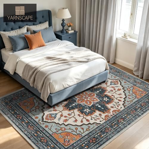 YARNSCAPE 5' x 7' Machine Washable Area Rug, Non-Slip Low-Pile Carpet - Image 3