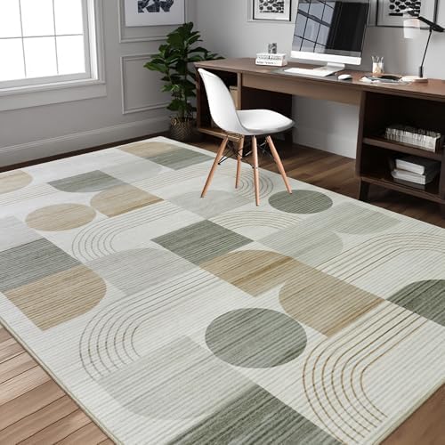 Soft Modern Geometric Abstract Large Machine Washable 6x9 Area Rug - Image 5