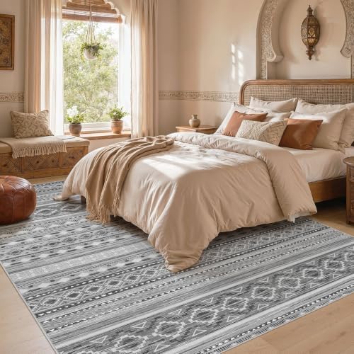 cotiled 10x12 Area Rugs Washable Boho Living Room Rug Beige Grey - Image 6