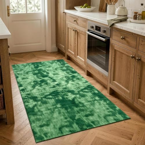 3x5 Tie-dye Green Area Rug Washable Non-Slip Soft Thin - Image 2
