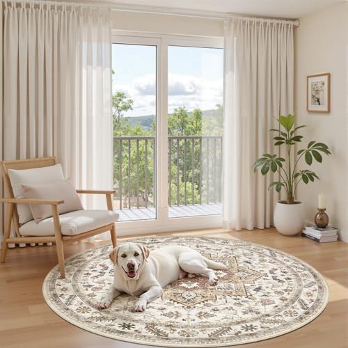 cotiled 6ft Round Living Room Area Rug, Traditional - Image 7