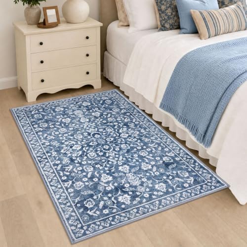 Vintage Washable Rugs for Entryway 4x5 Area Rug Non Slip Door Mat - Image 4