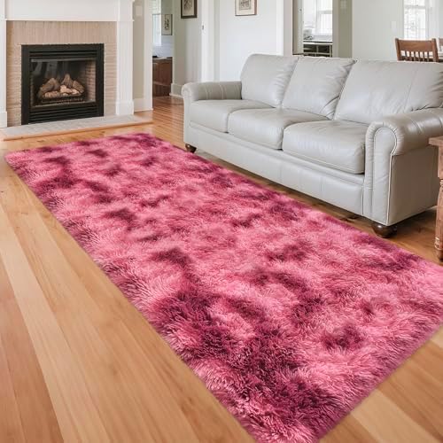 Tie-Dyed Red 3x10 Machine Washable Runner Rugs - Image 3