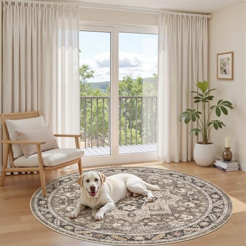 cotiled 6ft Round Living Room Area Rug, Traditional - Image 6
